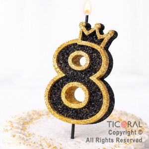 VELA NUMERO CORPOREO CON GIBRE ORO N.8 x 1